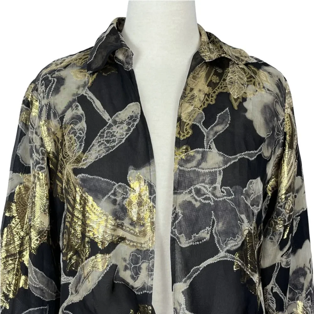 Chico's Silk Goldie Floral Tropez Jacket Size 0 - Picture 2 of 8
